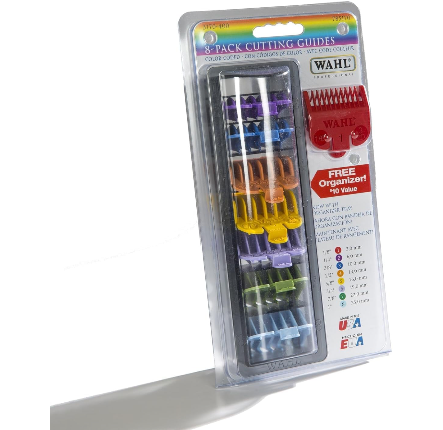 Shaving Factory Colour-Coded Cutting Guides for WAHL Clipper - Pack of 8