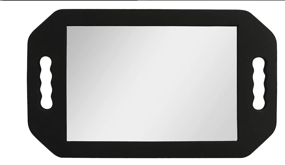 Barbertrade Hairdressing Foam Mirror with Double Handle - Black Handheld Lightweight Mirror for Barbers and Hair Salons - Back of Head Haircuts View Mirror