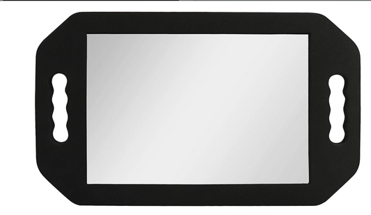 Barbertrade Hairdressing Foam Mirror with Double Handle - Black Handheld Lightweight Mirror for Barbers and Hair Salons - Back of Head Haircuts View Mirror