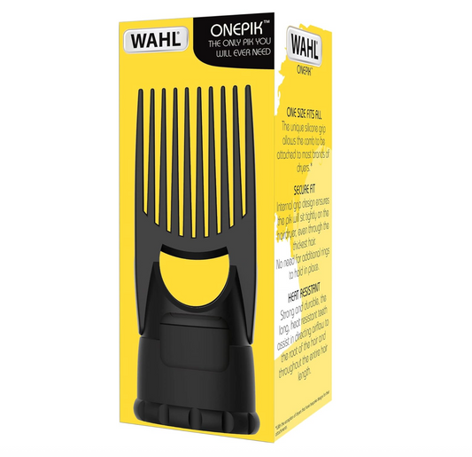 Wahl OnePik Pik Attachment, Nozzle for Afro Hair Dryers, Pick Comb, Dryer Attachments, Concentrated Nozzles, Long Teeth, Effective Drying, Add Volume, Min Barrel Size: 46mm, Max Barrel Size: 52mm.