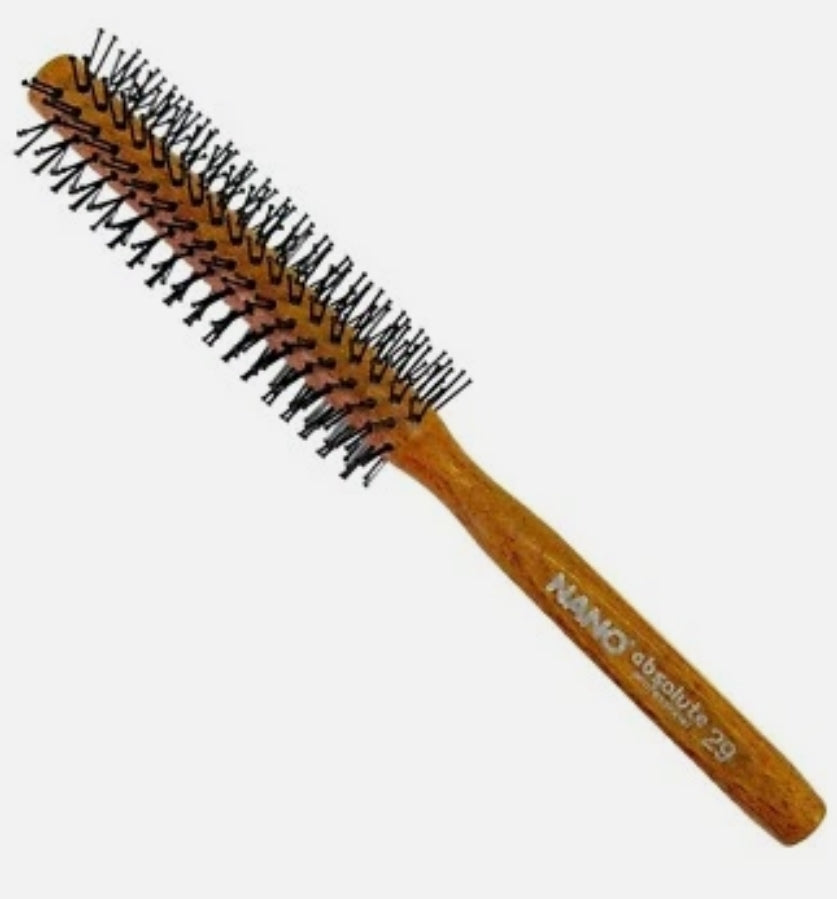 NANO Absolute Hair Brush 29 Professional Quiff Roller Round Wood Curling Roll