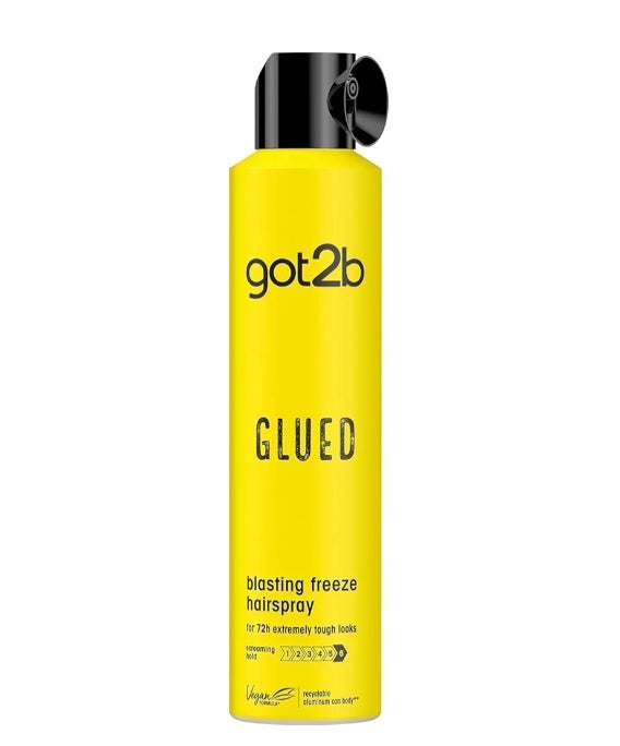 Got2b Glued Hairspray, Blasting Freeze Spray, Strong Hold Hairspray for Up to 72 Hours, Vegan, Silicone Free, 300 ml