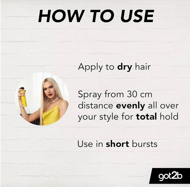 Got2b Glued Hairspray, Blasting Freeze Spray, Strong Hold Hairspray for Up to 72 Hours, Vegan, Silicone Free, 300 ml