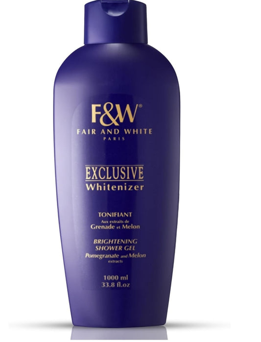 Fair & White Exclusive, Skin Brightening Body Wash - 33.8 fl.oz / 1000ml – Daily Shower Gel, Uneven Skin Tone, with Pomegranate and Melon Extracts