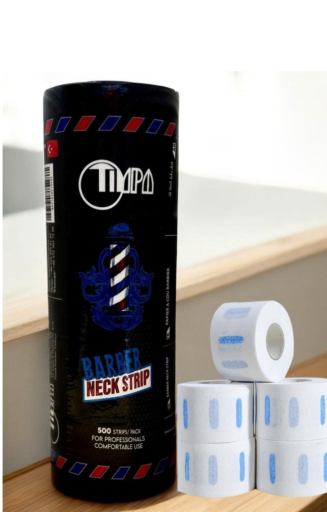 Timpa Professional Barber Neck Strips,5 x 100 Rolls Pack - Hygienic Black Neck Strips - Essential Hairdressing Supplies for Salons and Barbers,5 x 100pcs  Colour: White