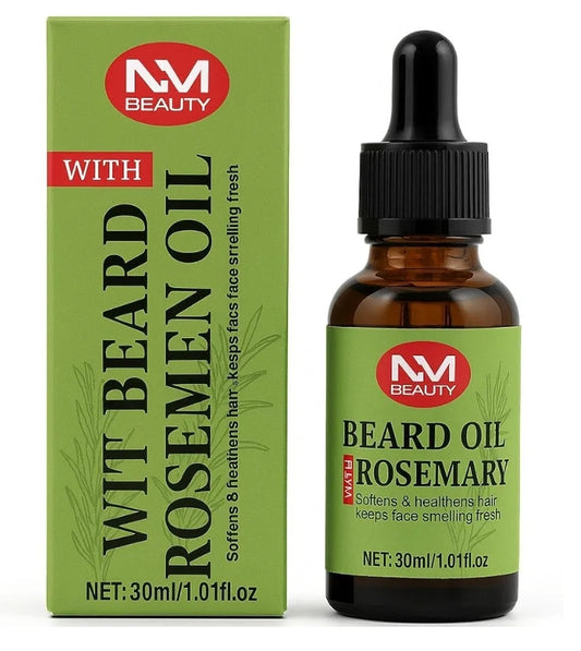 NM Beauty - Original Beard Oil Rosemary - Softens & Healthens Hair - Keeps Face Smelling Fresh - Men's Beard Grooming - 30ml