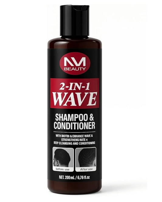 NM Beauty - Barber Grade 2 in 1 Wave Shampoo & Conditioner For Men - With Biotin & Enhance Wave & Strengthens Hair & Deep Cleansing And Conditioning - 200ml