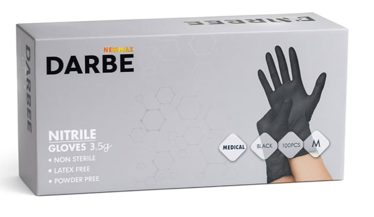 NM BEAUTY Black Nitrile Powder Free Gloves- Newmax Darbee- Multipurpose, Tatto, Medical, Latex Free Disposable Gloves- Full Box of 1000 Gloves- Small, Medium, Large, Xtra-L (Black, Xtra Large