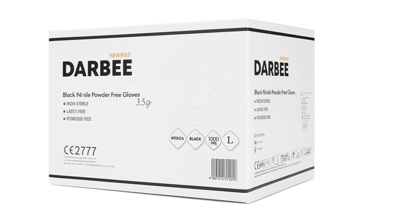 NM BEAUTY Black Nitrile Powder Free Gloves- Newmax Darbee- Multipurpose, Tatto, Medical, Latex Free Disposable Gloves- Full Box of 1000 Gloves- Small, Medium, Large, Xtra-L (Black, Xtra Large