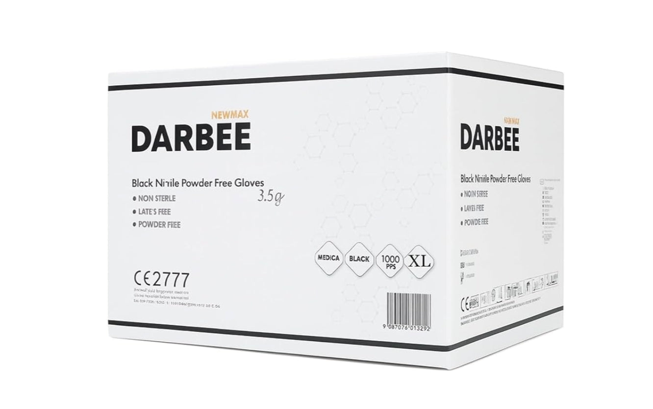 NM BEAUTY Black Nitrile Powder Free Gloves- Newmax Darbee- Multipurpose, Tatto, Medical, Latex Free Disposable Gloves- Full Box of 1000 Gloves- Small, Medium, Large, Xtra-L (Black, Xtra Large