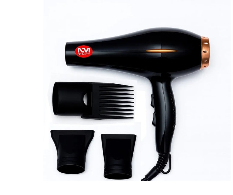 Hair Dryer 5000W, AC Motor Light Weight, with 2 Nozzles & 1 Afro Comb Accessories, Overheating Protection, 3 Heating Settings & 2 Speeds, Unisex, Home Salon by NM Beauty