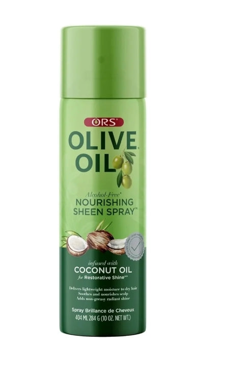 ORS Olive Oil Nourishing Sheen Spray - 404 ml Infused with Vitamin E, Olive - Coconut Oil, and Herbal Extracts. Suitable for All Hair Textures