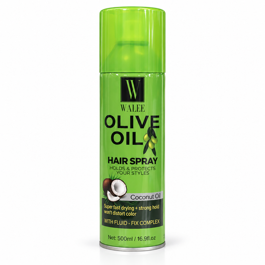 Walee Olive Oil Hair Spray with Coconut Oil, Strong Hold Styling Spray, Super Fast Drying, 500ml