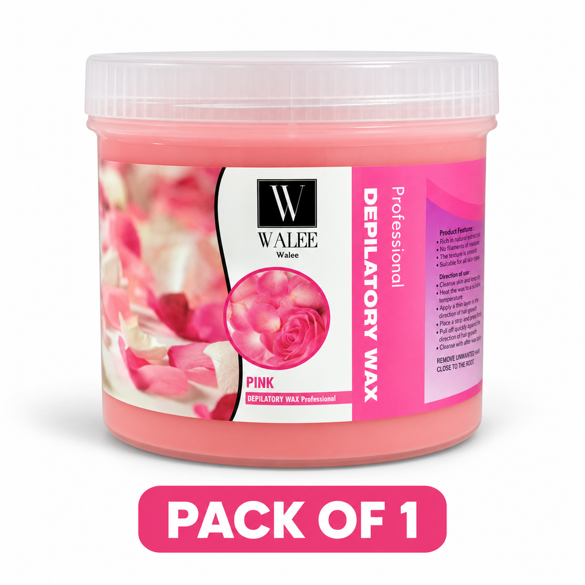 Walee Professional Pink Depilatory Wax – Salon Body Hair Removal Wax 500g