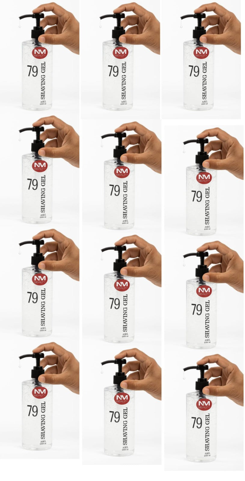 NMB Shaving Gel 1000 ml, Ash (White), Ice (Blue), Moss (Green) & Fire (Red) (box)