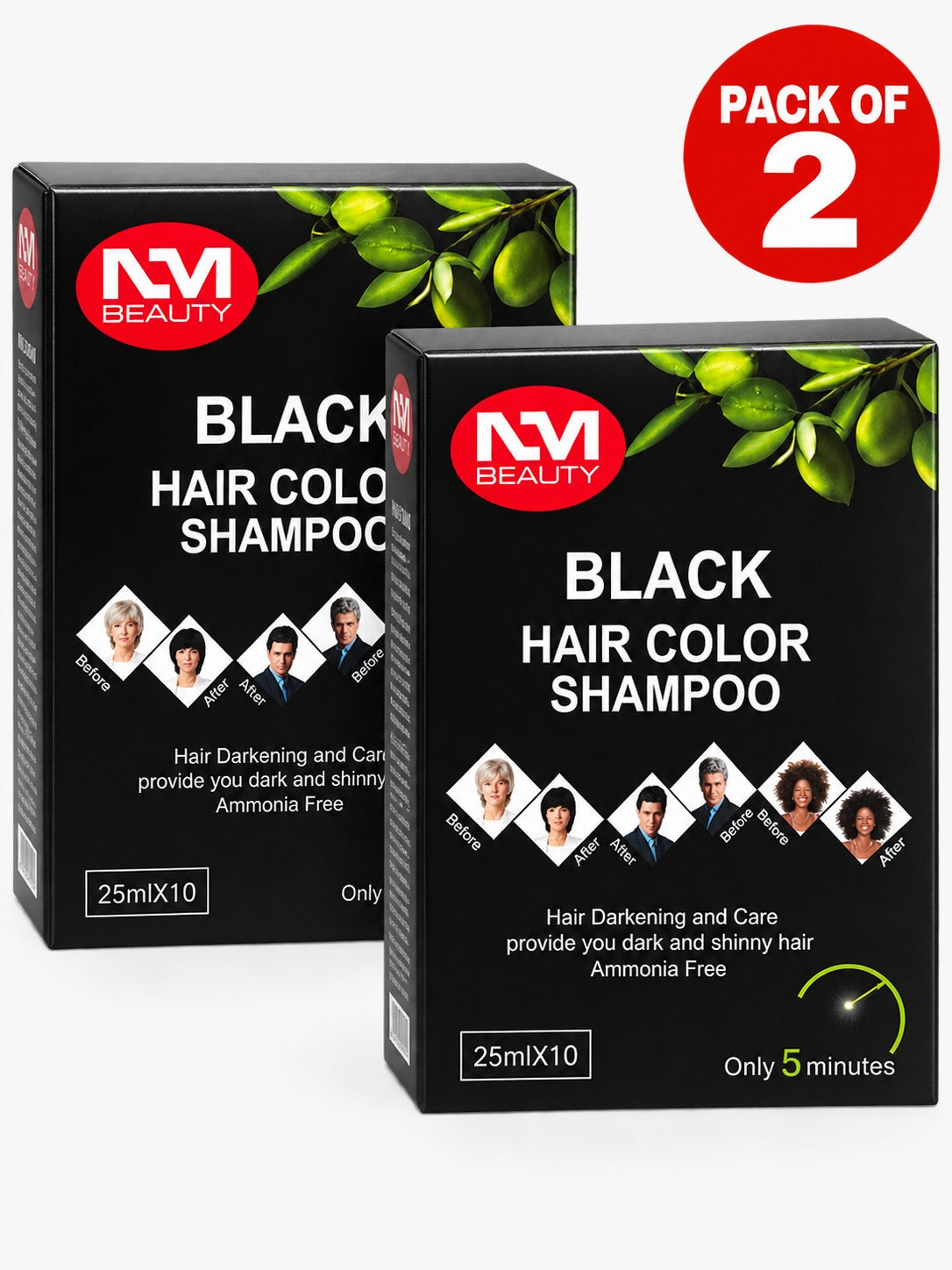 NMB Hair Colour Shampoo Sachets | Black (250 ML X 10)