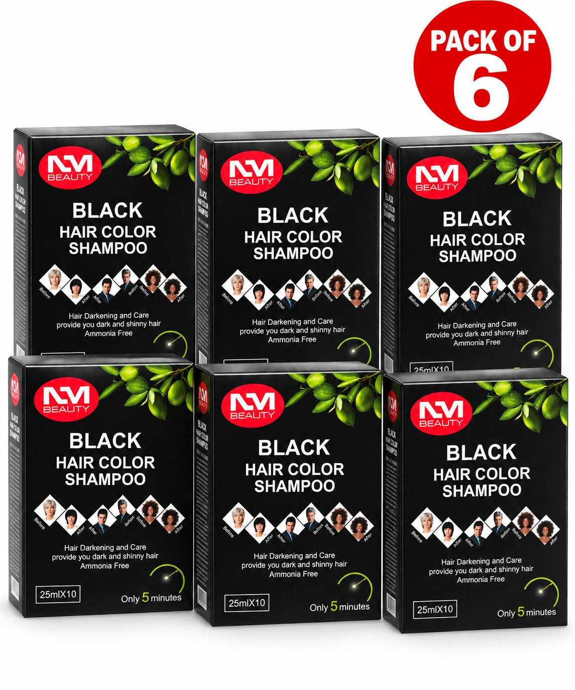 NMB Hair Colour Shampoo Sachets | Black (250 ML X 10)