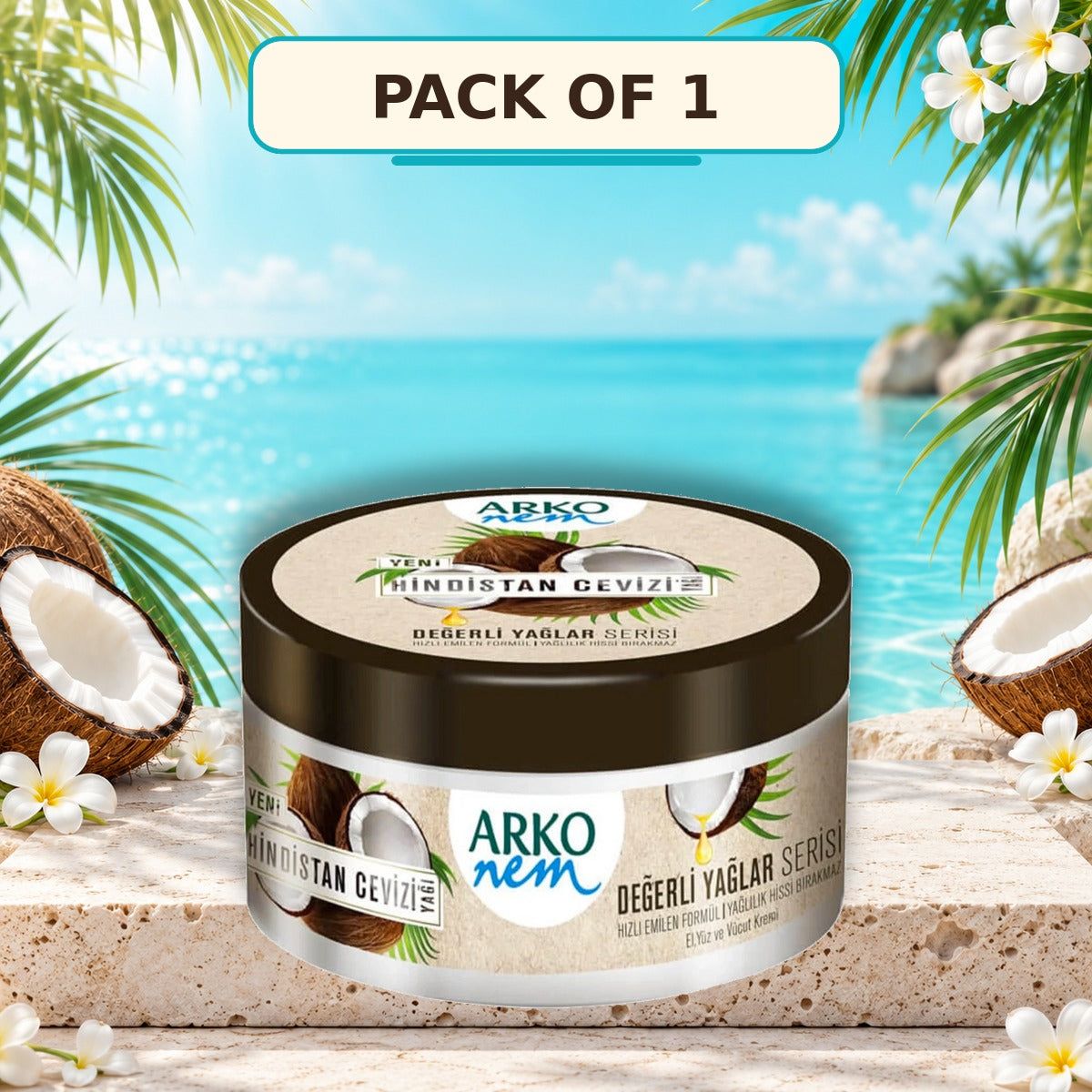 Arko Nem Precious Oils Coconut Oil Moisturising Cream for Hands, Face & Body
