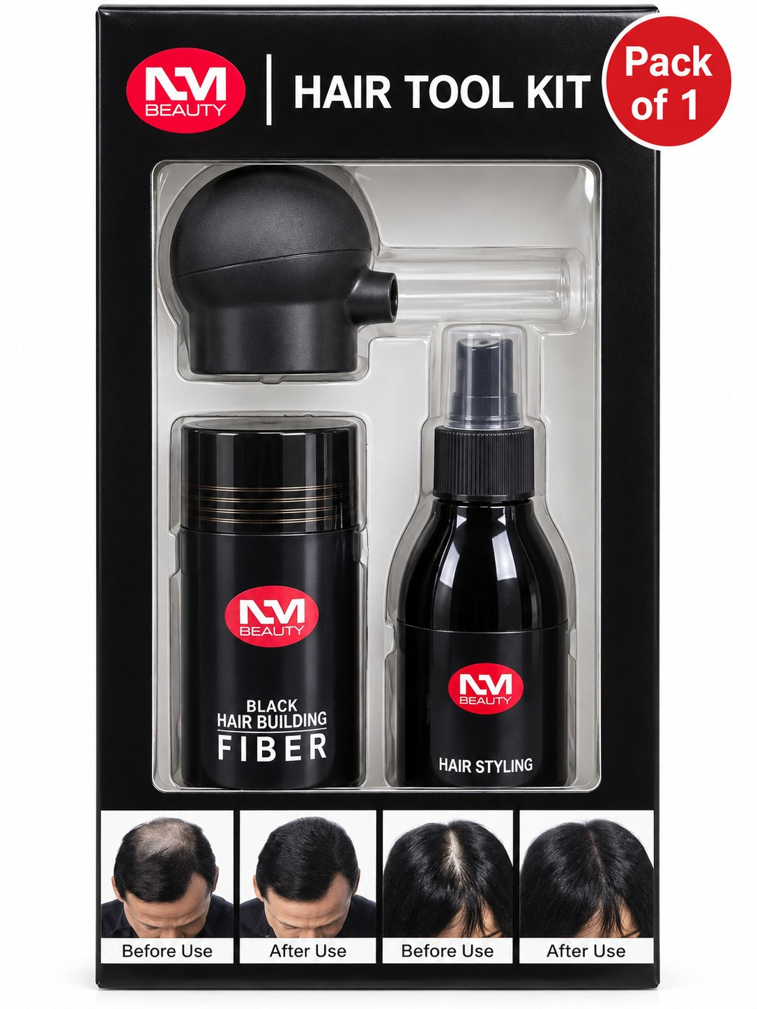 NM Beauty 3-in-1 Hair Building Fibre Kit with Applicator &amp; Styling Spray