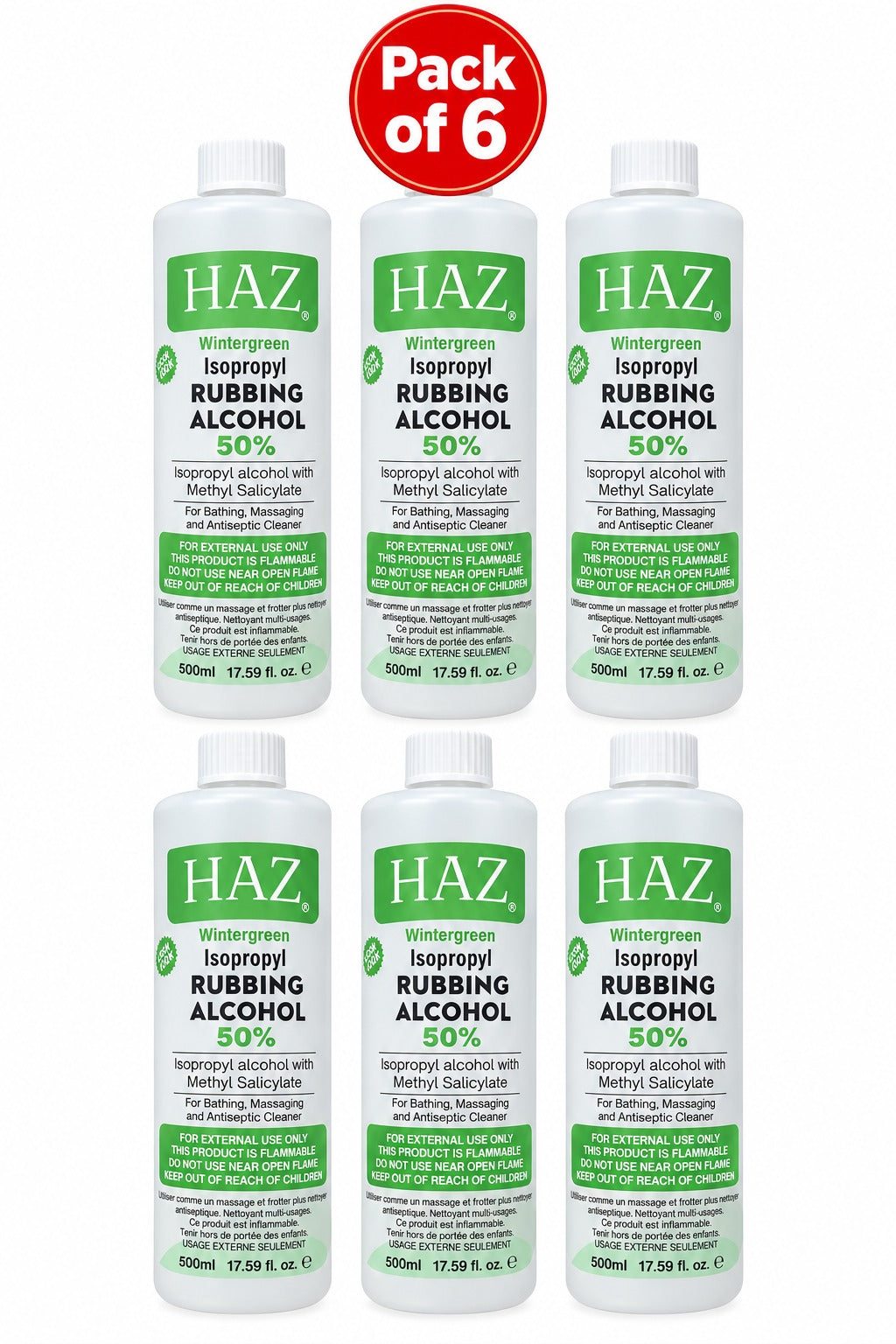 HAZ Wintergreen Isopropyl Rubbing Alcohol 50% with Methyl Salicylate – 500ml