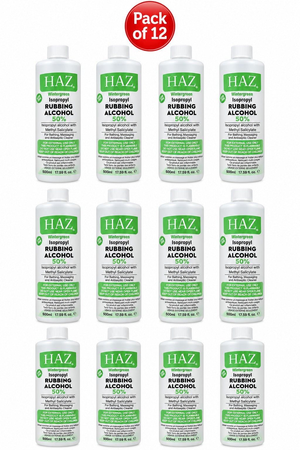 HAZ Wintergreen Isopropyl Rubbing Alcohol 50% with Methyl Salicylate – 500ml