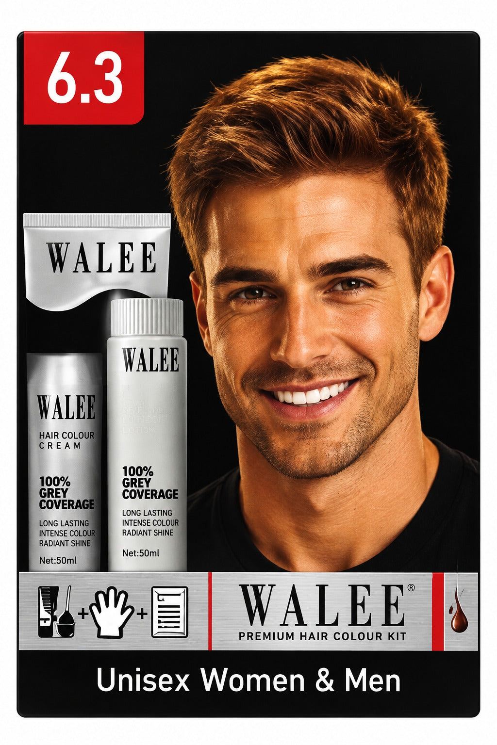Walee Premium 7-in-1 Ammonia-Free Hair Colour Kit for Women &; Men- Unisex