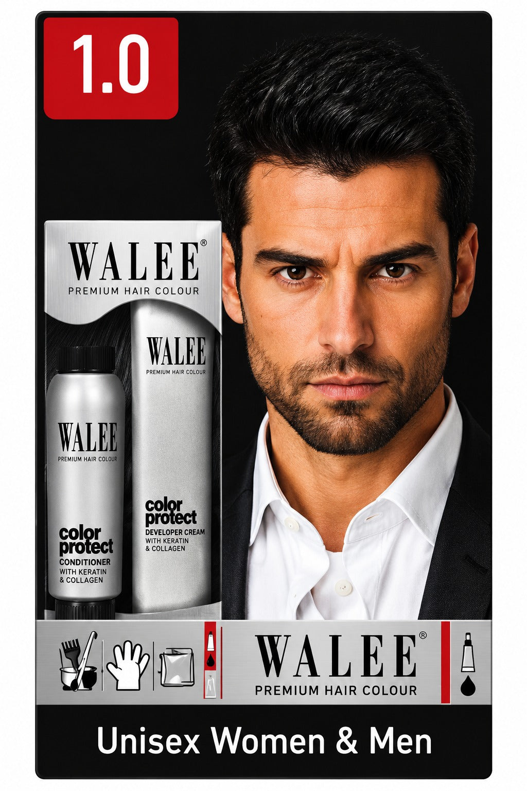Walee Premium 7-in-1 Ammonia-Free Hair Colour Kit for Women &; Men- Unisex