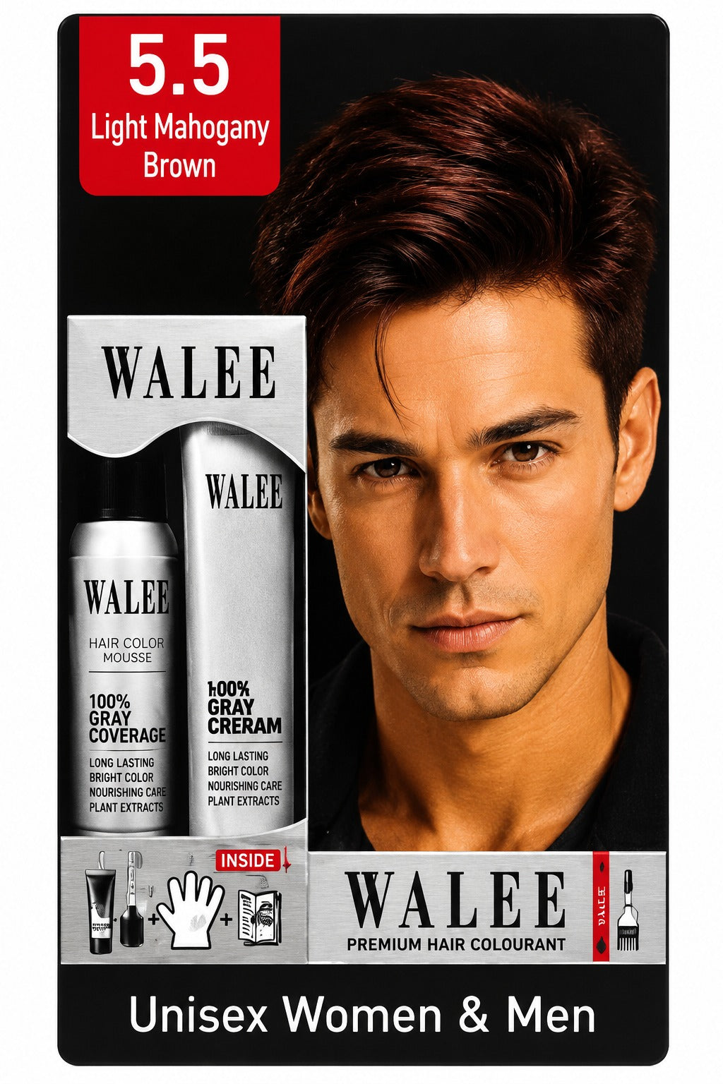 Walee Premium 7-in-1 Ammonia-Free Hair Colour Kit for Women &; Men- Unisex