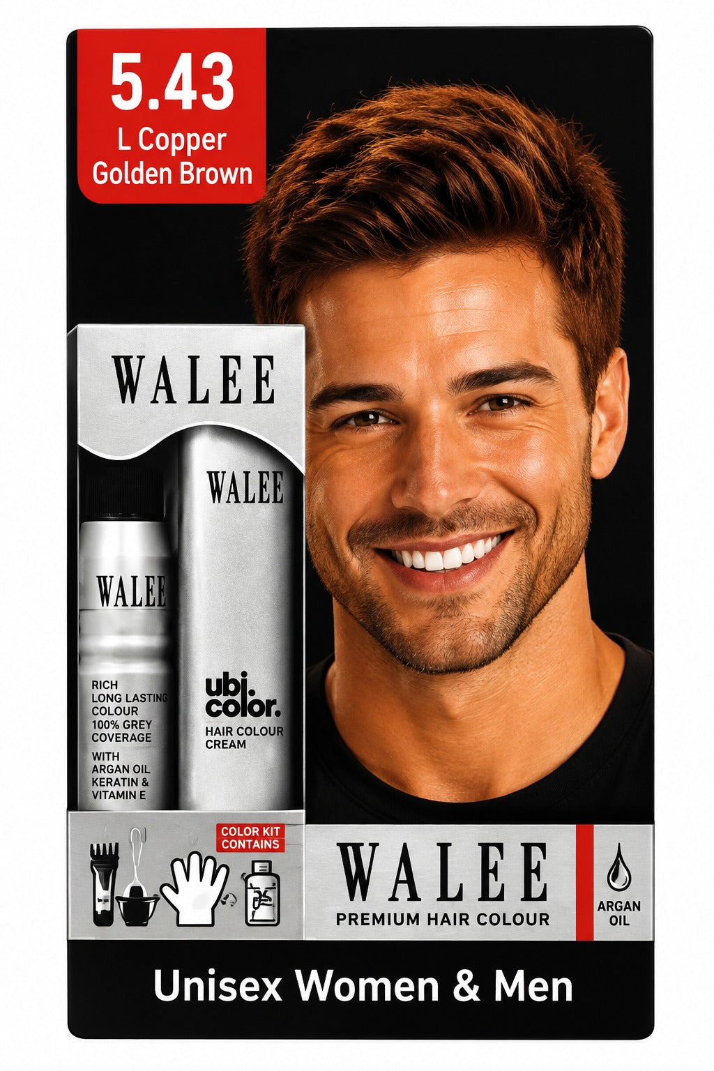 Walee Premium 7-in-1 Ammonia-Free Hair Colour Kit for Women &; Men- Unisex