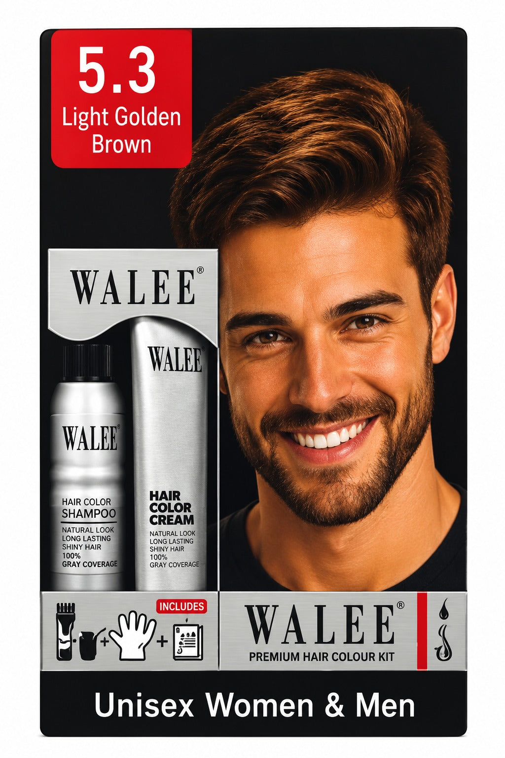 Walee Premium 7-in-1 Ammonia-Free Hair Colour Kit for Women &; Men- Unisex