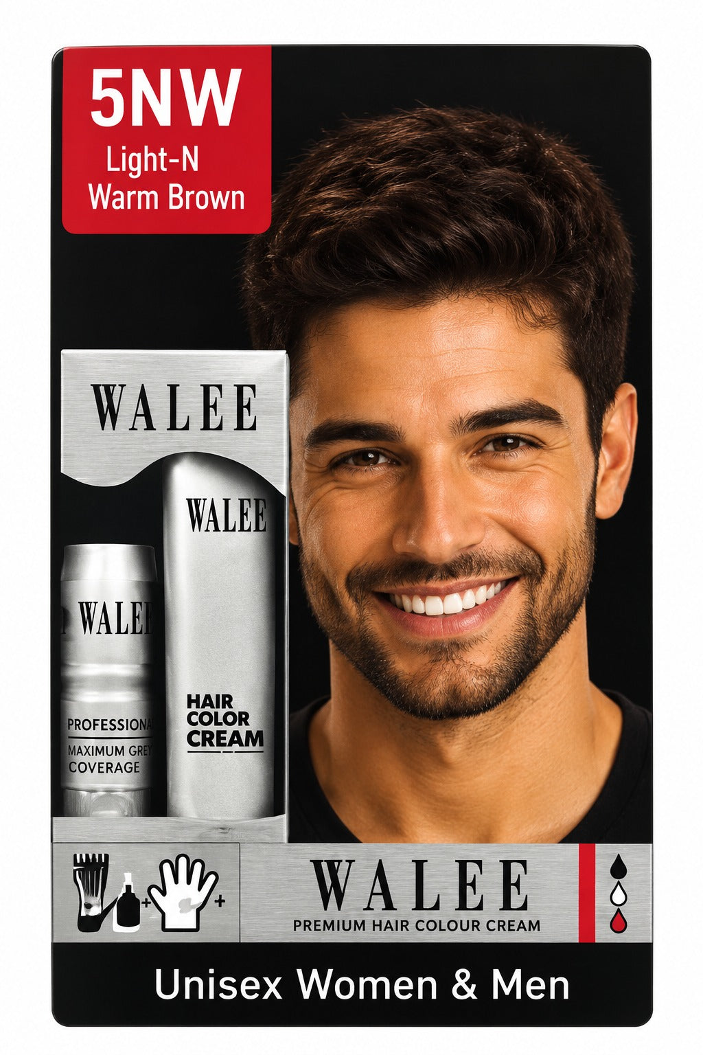 Walee Premium 7-in-1 Ammonia-Free Hair Colour Kit for Women &; Men- Unisex