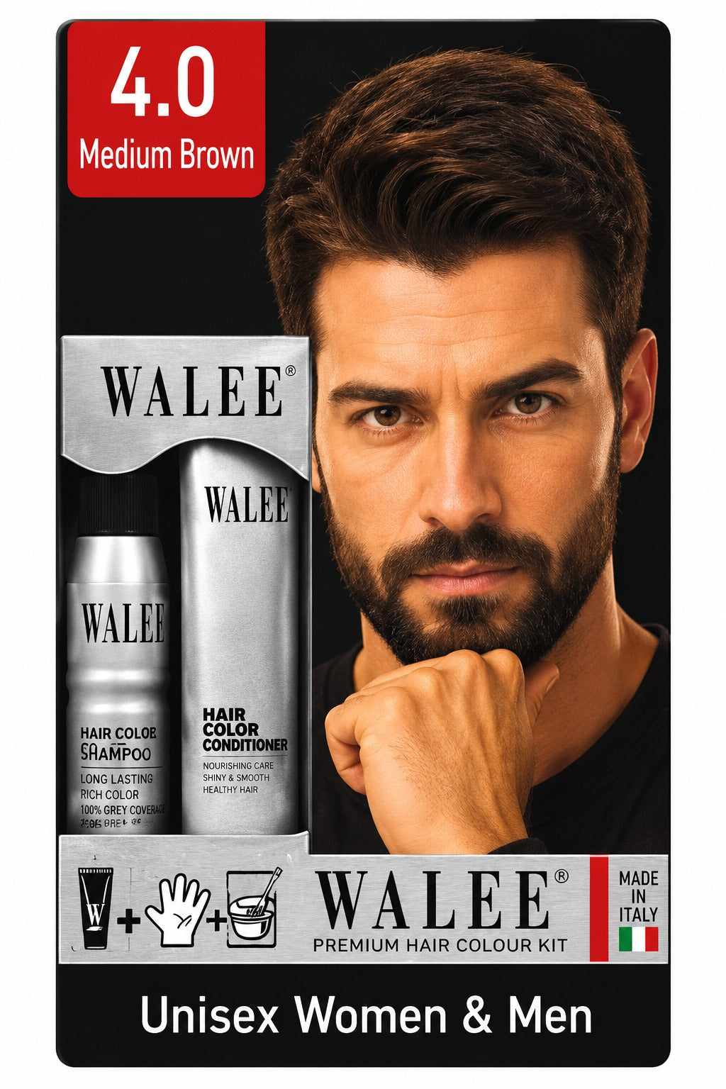 Walee Premium 7-in-1 Ammonia-Free Hair Colour Kit for Women &; Men- Unisex