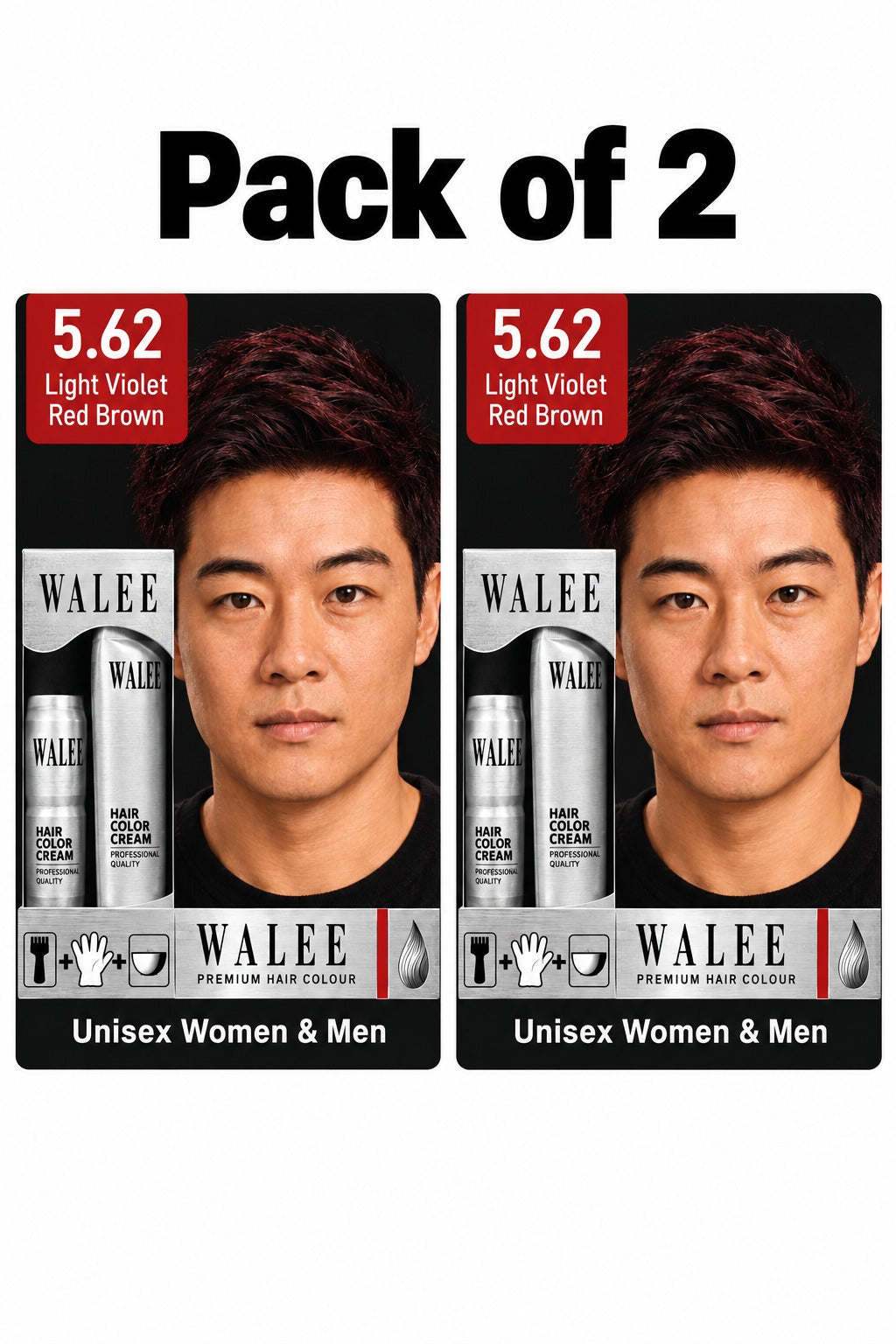 Walee Premium 7-in-1 Ammonia-Free Hair Colour Kit for Women &; Men- Unisex- Pack of 2