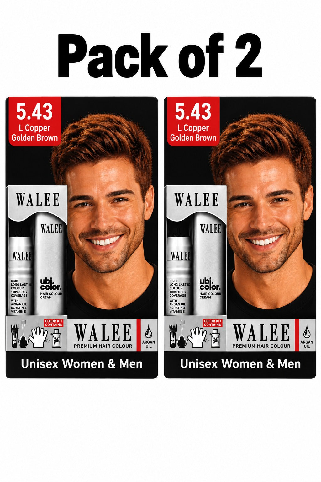 Walee Premium 7-in-1 Ammonia-Free Hair Colour Kit for Women &; Men- Unisex- Pack of 2