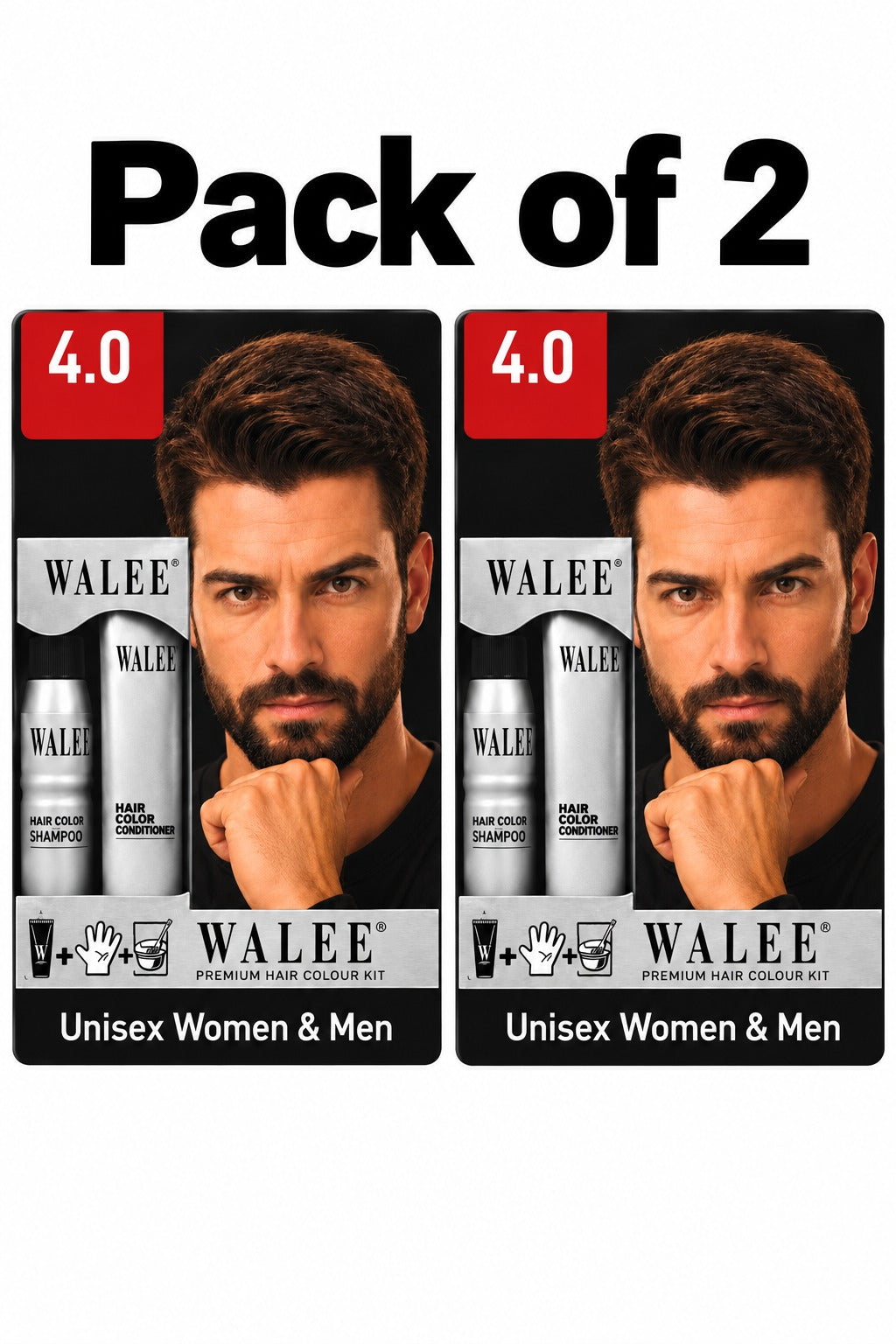 Walee Premium 7-in-1 Ammonia-Free Hair Colour Kit for Women &; Men- Unisex- Pack of 2