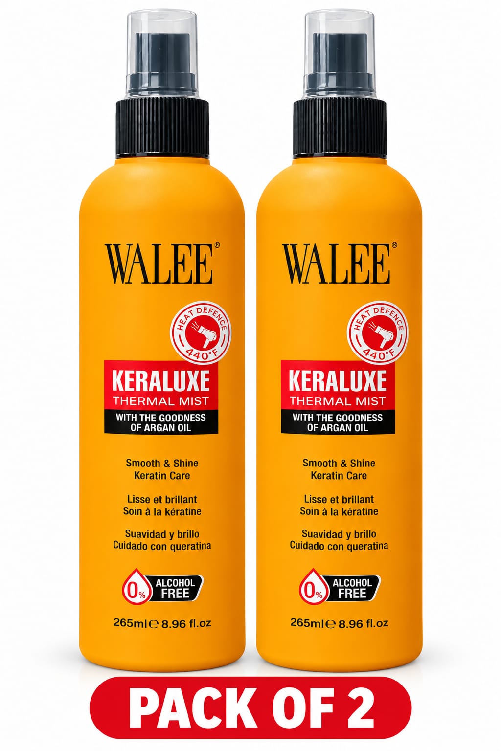 Walee Keraluxe Thermal Mist Heat Protector 265ml – Argan Oil, Keratin Care, Smooth &; Shine