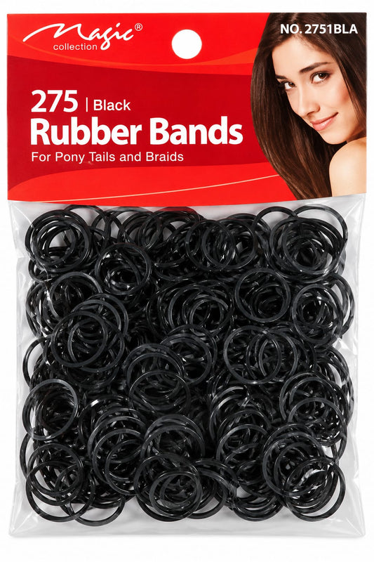 Magic Collection Black Rubber Bands 275pcs – For Ponytails, Braids &; Hair Styling