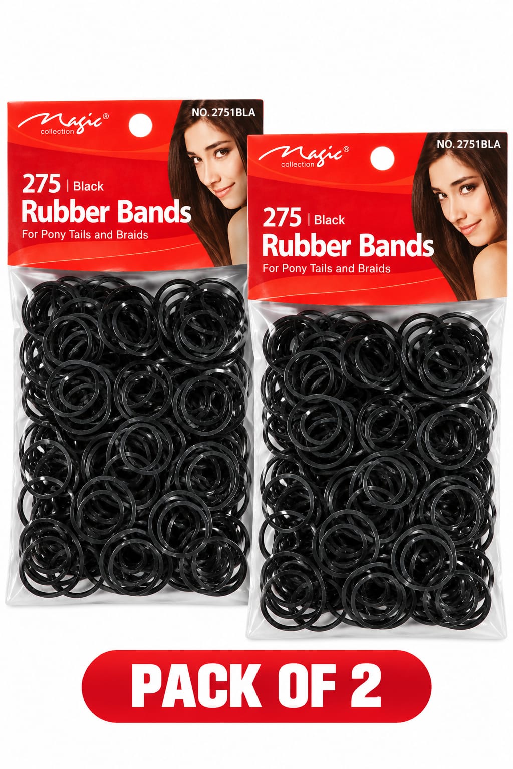 Magic Collection Black Rubber Bands 275pcs – For Ponytails, Braids &; Hair Styling