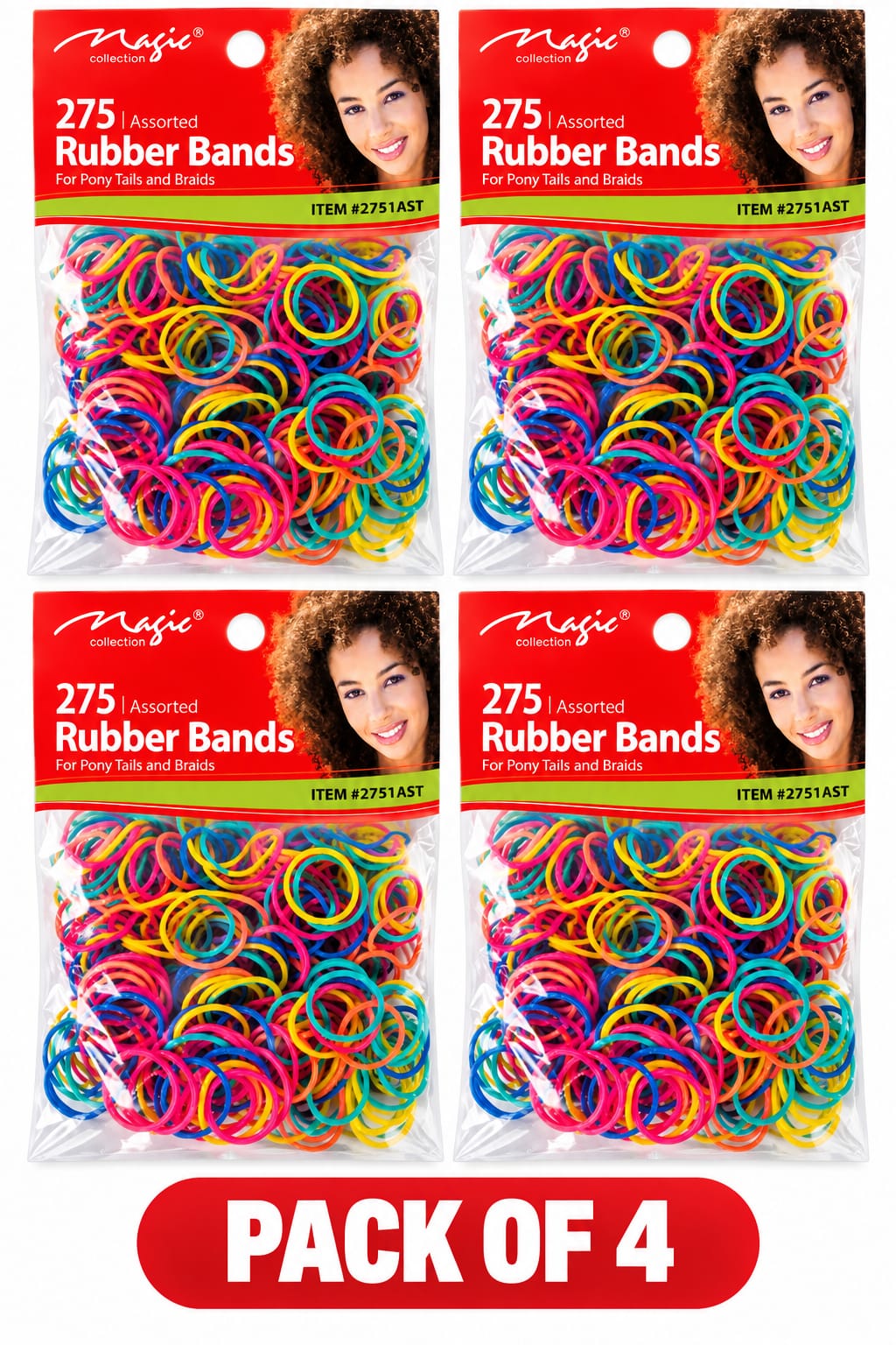 Magic Collection Assorted Colour Rubber Bands 275pcs – Colourful Hair Bands for Braids &; Ponytails