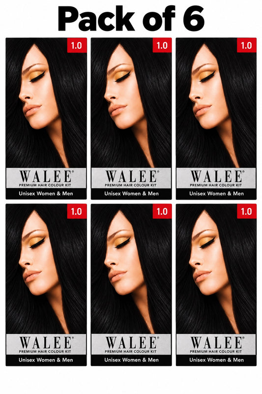 Walee Premium 7-in-1 Ammonia-Free Hair Colour Kit for Women &; Men- Unisex- Pack of 6