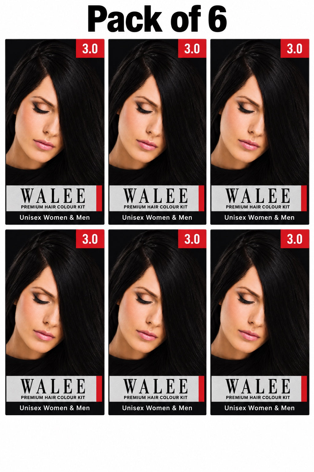Walee Premium 7-in-1 Ammonia-Free Hair Colour Kit for Women &; Men- Unisex- Pack of 6