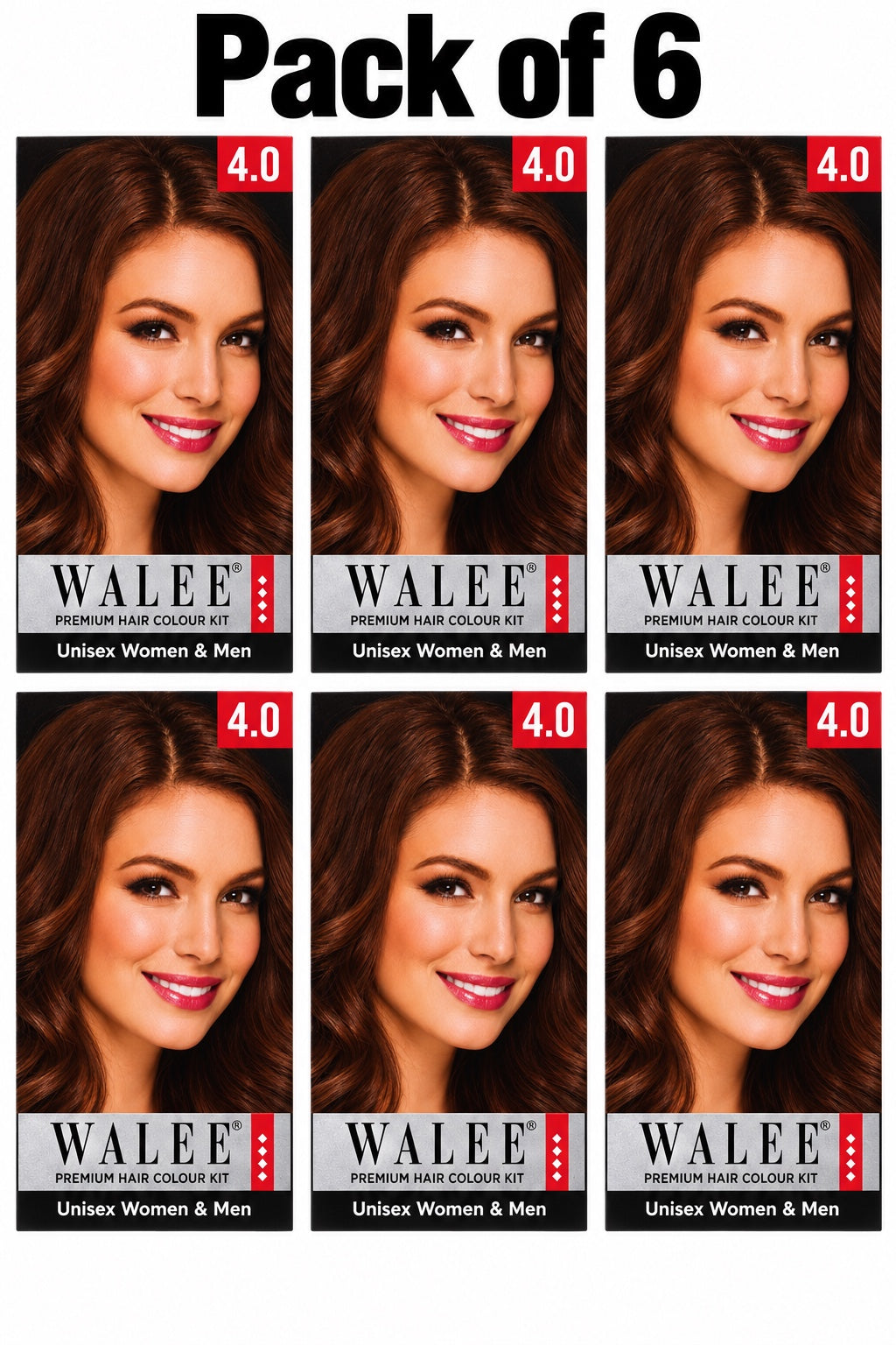 Walee Premium 7-in-1 Ammonia-Free Hair Colour Kit for Women &; Men- Unisex- Pack of 6