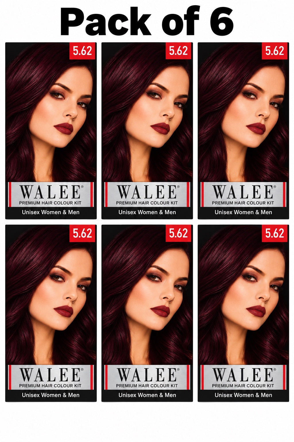Walee Premium 7-in-1 Ammonia-Free Hair Colour Kit for Women &; Men- Unisex- Pack of 6