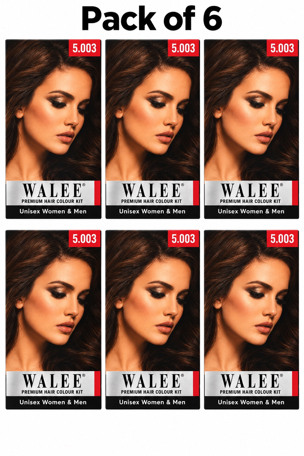 Walee Premium 7-in-1 Ammonia-Free Hair Colour Kit for Women &; Men- Unisex- Pack of 6