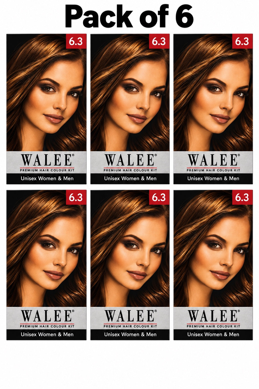 Walee Premium 7-in-1 Ammonia-Free Hair Colour Kit for Women &; Men- Unisex- Pack of 6