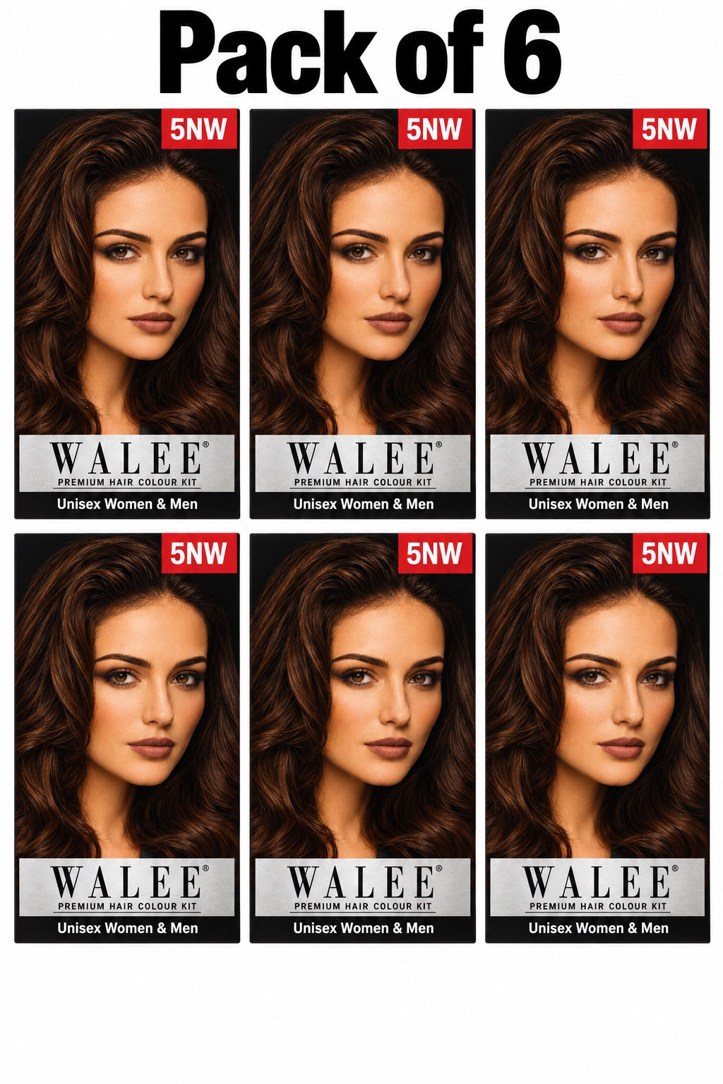 Walee Premium 7-in-1 Ammonia-Free Hair Colour Kit for Women &; Men- Unisex- Pack of 6