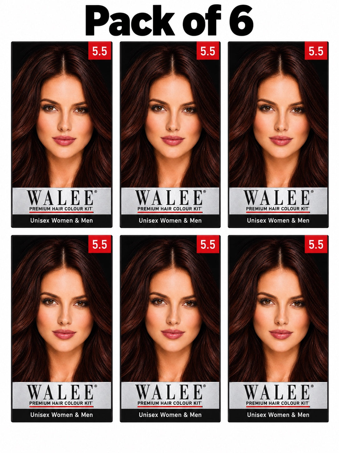 Walee Premium 7-in-1 Ammonia-Free Hair Colour Kit for Women &; Men- Unisex- Pack of 6