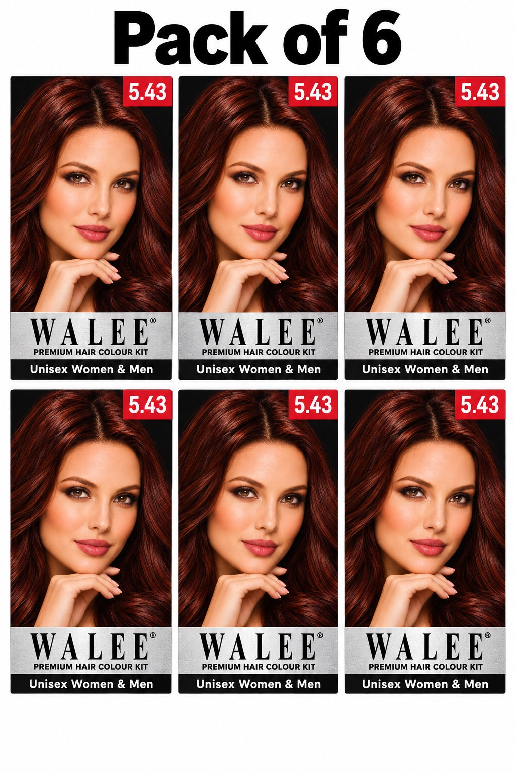 Walee Premium 7-in-1 Ammonia-Free Hair Colour Kit for Women &; Men- Unisex- Pack of 6