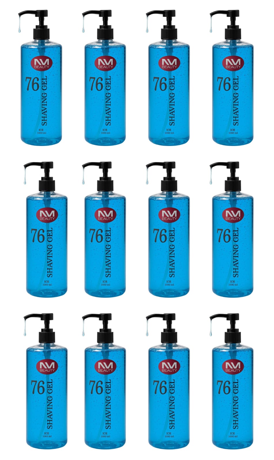 NMB Shaving Gel 1000 ml, Ash (White), Ice (Blue), Moss (Green) & Fire (Red) (box)