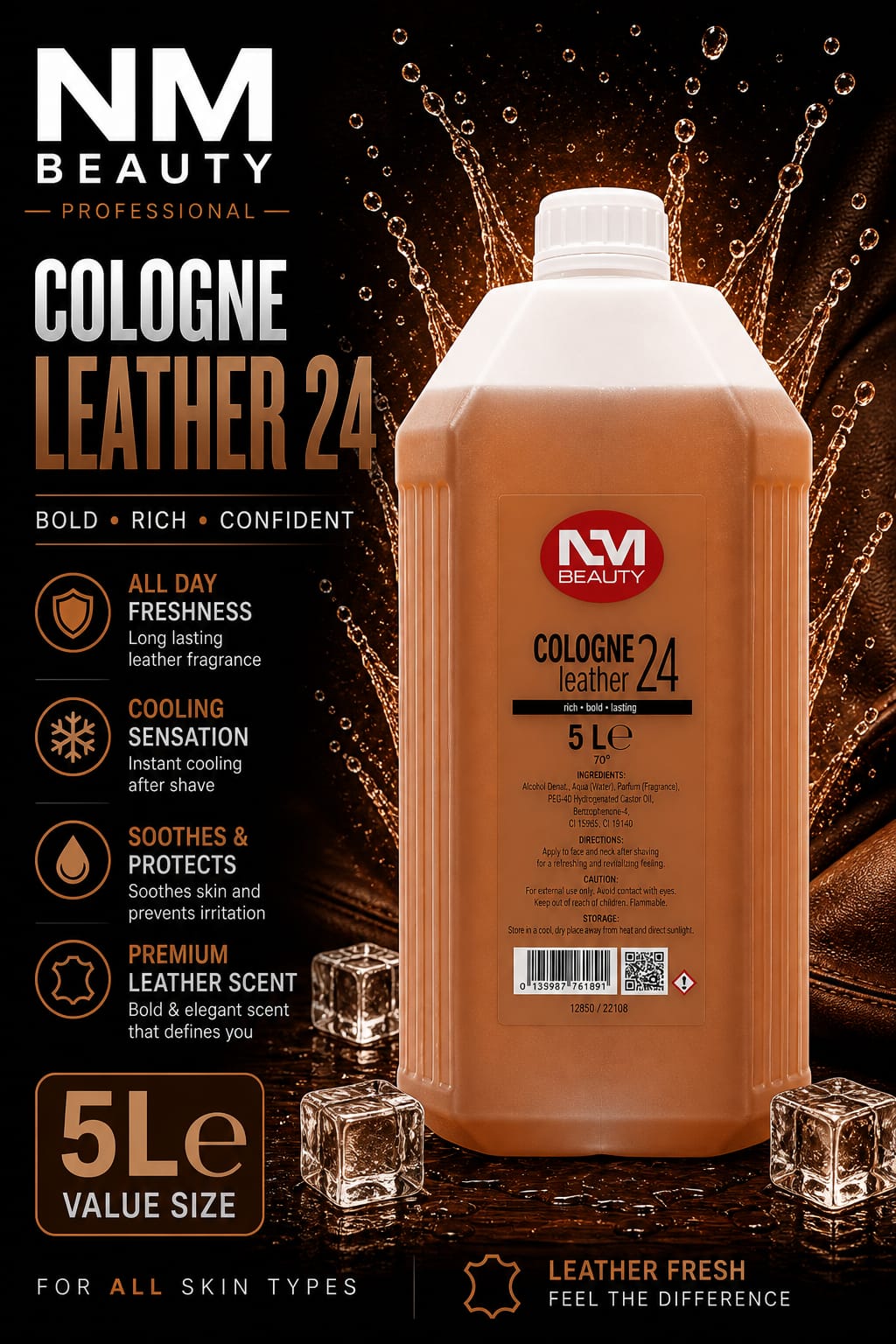 cologne lemon 5litre After Shave Cologne  Marine, Leather, Violet, Tobacco, Ruby, Magma, 5000ML - After Shaving for a Long-lasting Sensation, Freshness and Comfort